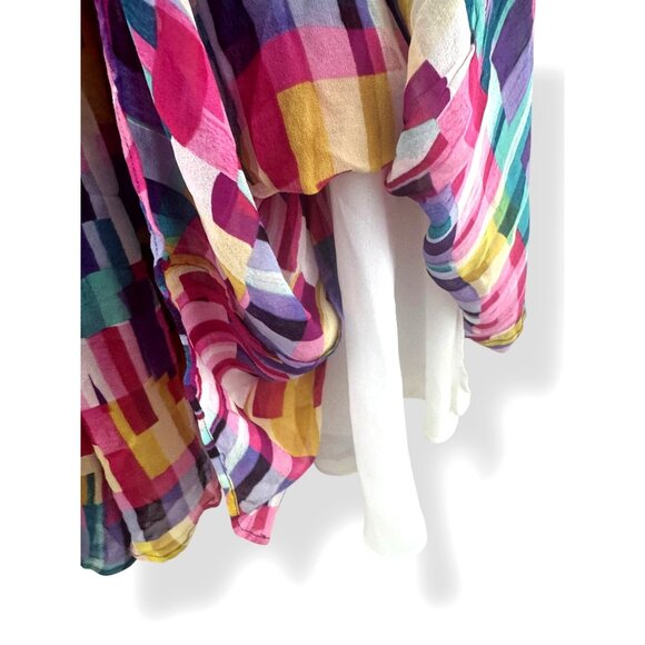 Jones New York Multi-Color Vibrant Silk Sleeveless Dress Size 14 Summer Wedding - Picture 4 of 8